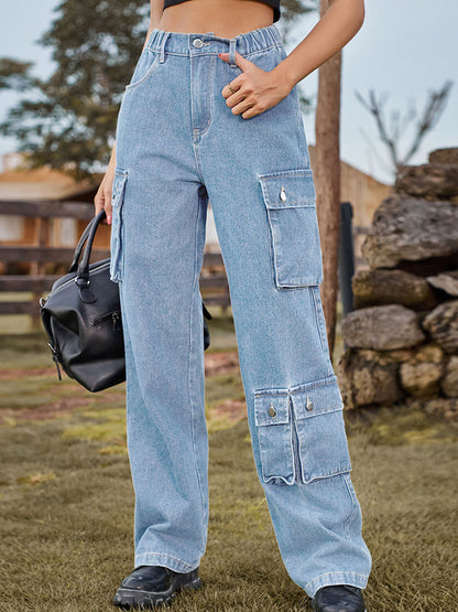 Straight Leg Cargo Jeans