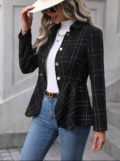 Ruffle Hem Collared Blazer