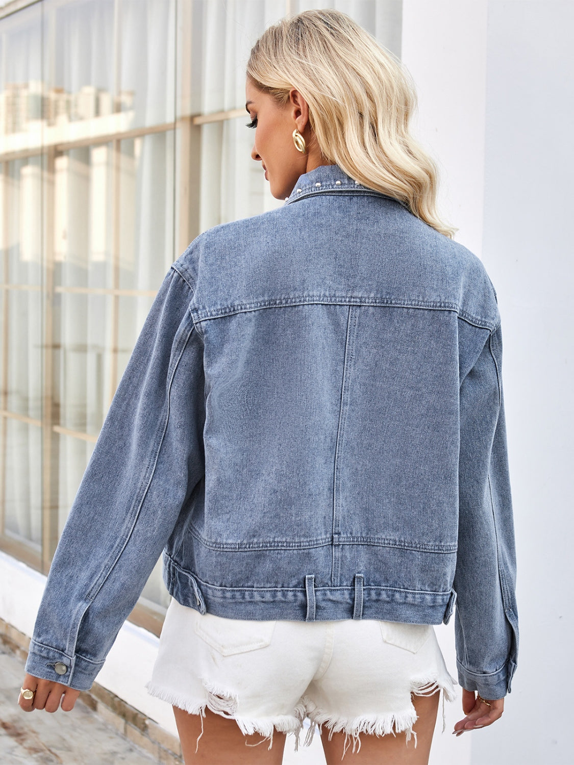 Studded Long Sleeve Denim Jacket